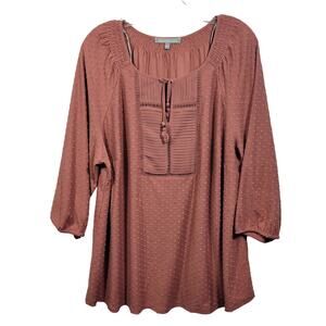 Dainel Rainn Women's Dotted Rust Orange Flowing  Blouse Size 2X 8525-1181